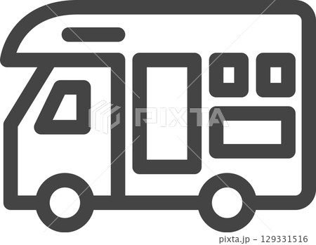 線画乗り物関連の単品アイコン　キャンピングカー 129331516