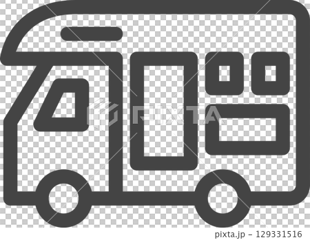 線画乗り物関連の単品アイコン　キャンピングカー 129331516