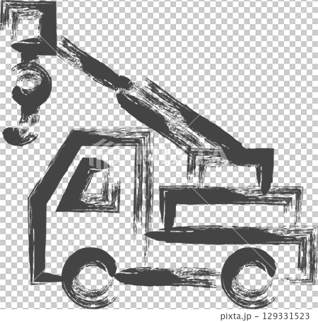 筆書き乗り物関連の単品アイコン　クレーン車 129331523