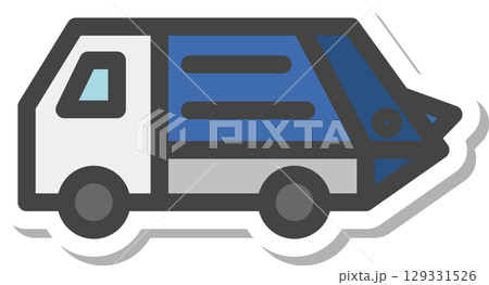 ステッカー乗り物関連の単品アイコン　ゴミ収集車 129331526