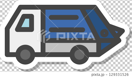 ステッカー乗り物関連の単品アイコン　ゴミ収集車 129331526