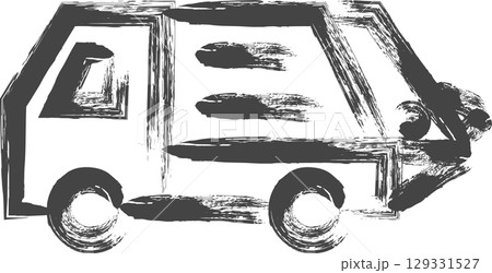 筆書き乗り物関連の単品アイコン ゴミ収集車 筆書き乗り物関連の単品アイコン ゴミ収集車 129331527