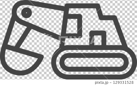 線画乗り物関連の単品アイコン　ショベルカー 129331528