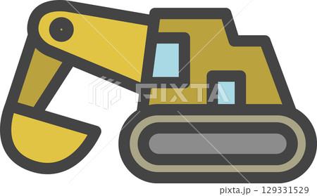 カラー乗り物関連の単品アイコン　ショベルカー 129331529
