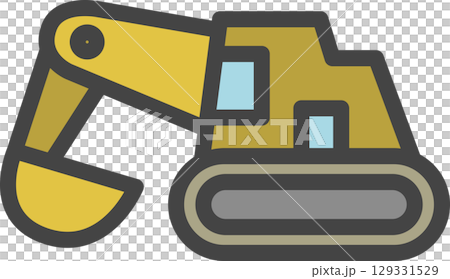 Color vehicle related single icon: Excavator 129331529