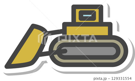ステッカー乗り物関連の単品アイコン　ブルドーザー 129331554