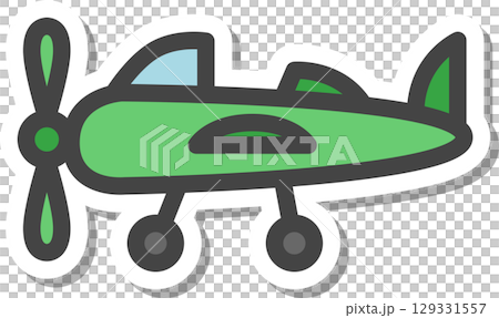 ステッカー乗り物関連の単品アイコン　プロペラ機 129331557