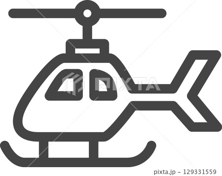 線画乗り物関連の単品アイコン ヘリコプター 線画乗り物関連の単品アイコン ヘリコプター 129331559