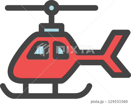 カラー乗り物関連の単品アイコン ヘリコプター カラー乗り物関連の単品アイコン ヘリコプター 129331560