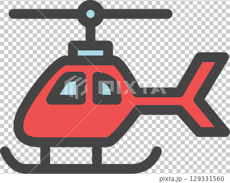カラー乗り物関連の単品アイコン ヘリコプター カラー乗り物関連の単品アイコン ヘリコプター 129331560
