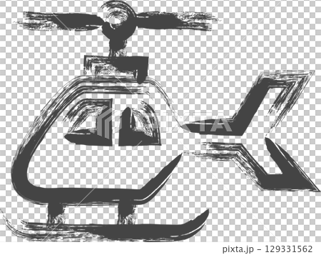 Brush-drawn vehicle-related single icon: Helicopter 129331562