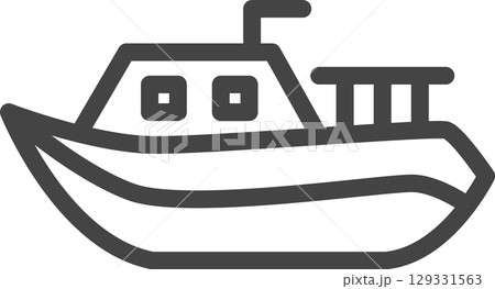 線画乗り物関連の単品アイコン　ボート 129331563