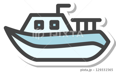 ステッカー乗り物関連の単品アイコン　ボート 129331565