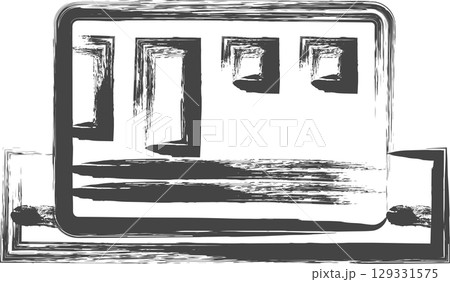 筆書き乗り物関連の単品アイコン モノレール 筆書き乗り物関連の単品アイコン モノレール 129331575