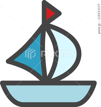 カラー乗り物関連の単品アイコン　ヨット 129331577