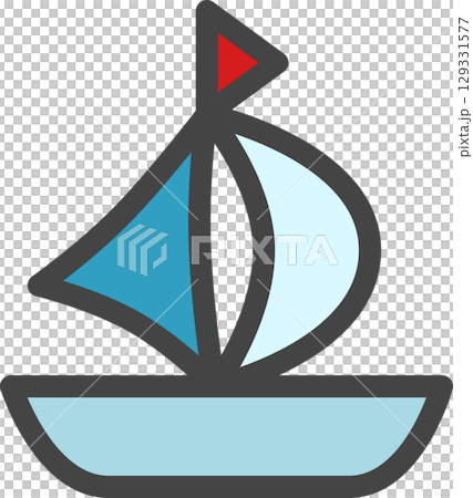 カラー乗り物関連の単品アイコン　ヨット 129331577