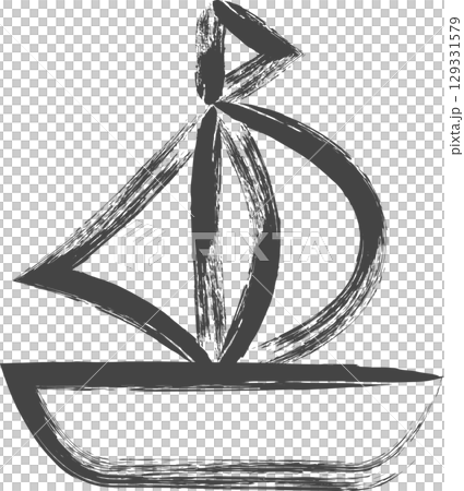 筆書き乗り物関連の単品アイコン　ヨット 129331579