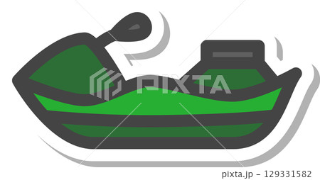 ステッカー乗り物関連の単品アイコン　レースボート 129331582
