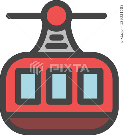 カラー乗り物関連の単品アイコン　ロープウェイ 129331585