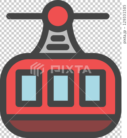 カラー乗り物関連の単品アイコン　ロープウェイ 129331585