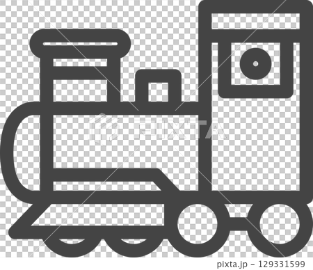 Line drawing vehicle related single icon: Locomotive Line drawing vehicle related single icon: Locomotive 129331599