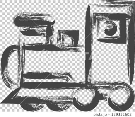Brush-drawn vehicle-related single icon: Locomotive 129331602