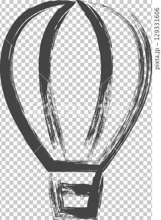 筆書き乗り物関連の単品アイコン　気球 129331606