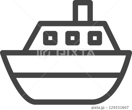 線画乗り物関連の単品アイコン　客船 129331607