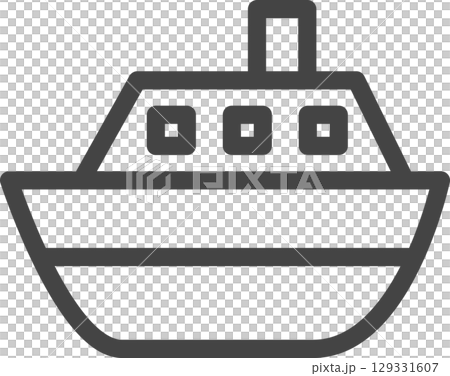 線画乗り物関連の単品アイコン　客船 129331607