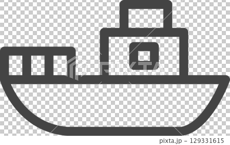 線画乗り物関連の単品アイコン 漁船 線画乗り物関連の単品アイコン 漁船 129331615