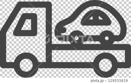 線條畫車輛相關單一圖示-牽引車 129331619