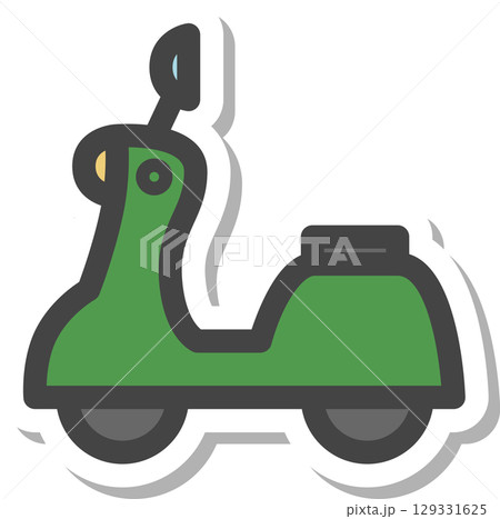 ステッカー乗り物関連の単品アイコン　原付バイク 129331625