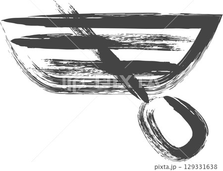 筆書き乗り物関連の単品アイコン　手漕ぎボート 129331638