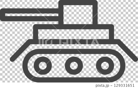 Line drawing vehicle related single icon: Tank 129331651
