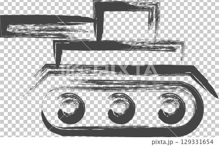 Brush-drawn vehicle-related single icon: Tank Brush-drawn vehicle-related single icon: Tank 129331654