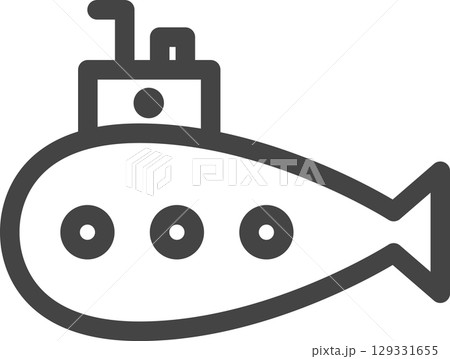 線画乗り物関連の単品アイコン 潜水艦 線画乗り物関連の単品アイコン 潜水艦 129331655