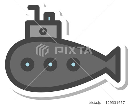 ステッカー乗り物関連の単品アイコン　潜水艦 129331657