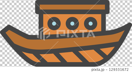 Color vehicle related single icon: Pleasure boat 129331672