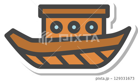 ステッカー乗り物関連の単品アイコン　遊覧船 129331673