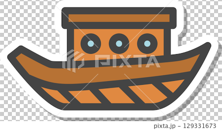 ステッカー乗り物関連の単品アイコン　遊覧船 129331673