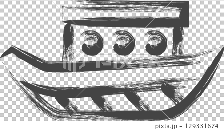 筆書き乗り物関連の単品アイコン　遊覧船 129331674