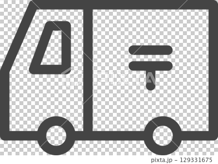 線画風乗り物関連の単品アイコン　郵便車 129331675