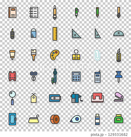 貼紙學校設備相關圖示集(無背景) 貼紙學校設備相關圖示集(無背景) 129331682