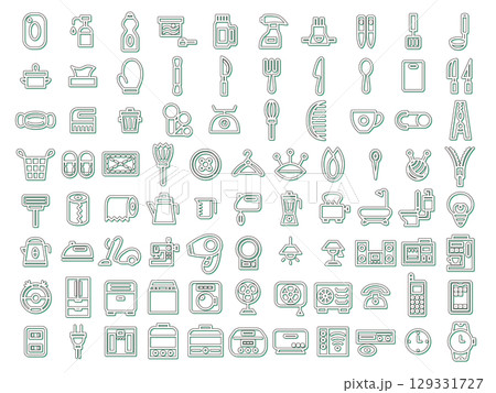 カラーシャドウ日用品家電関連のアイコンセット 129331727