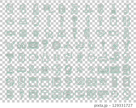 カラーシャドウ日用品家電関連のアイコンセット 129331727