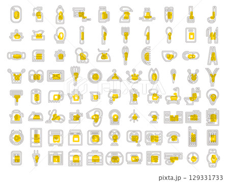アウトライン日用品家電関連のアイコンセット 129331733