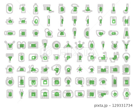 アウトライン日用品家電関連のアイコンセット 129331734