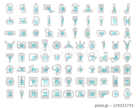 アウトライン日用品家電関連のアイコンセット 129331735