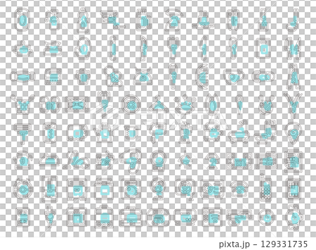 アウトライン日用品家電関連のアイコンセット 129331735