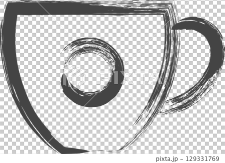 筆書き日用品家電関連の単品アイコン　カップ 129331769